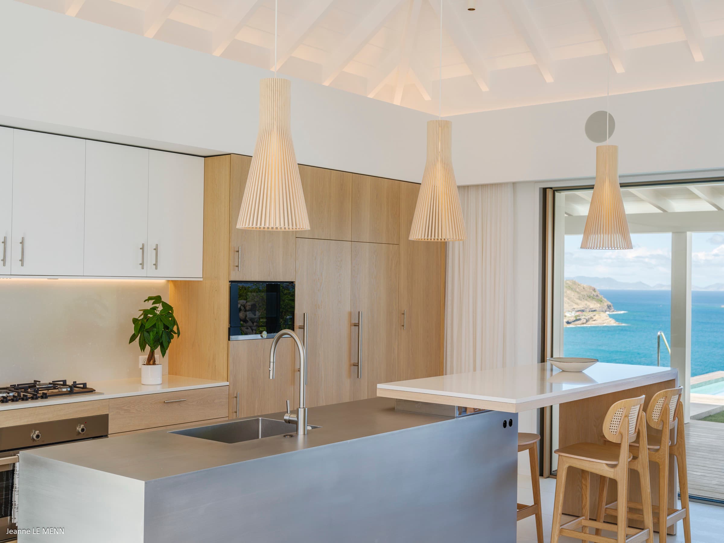 View from the kitchen toward the turquoise ocean