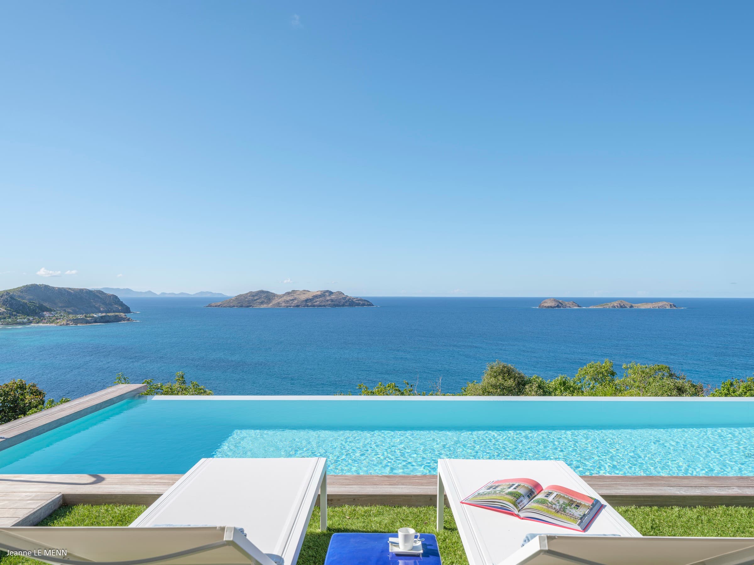 Sun loungers overlooking the Caribbean