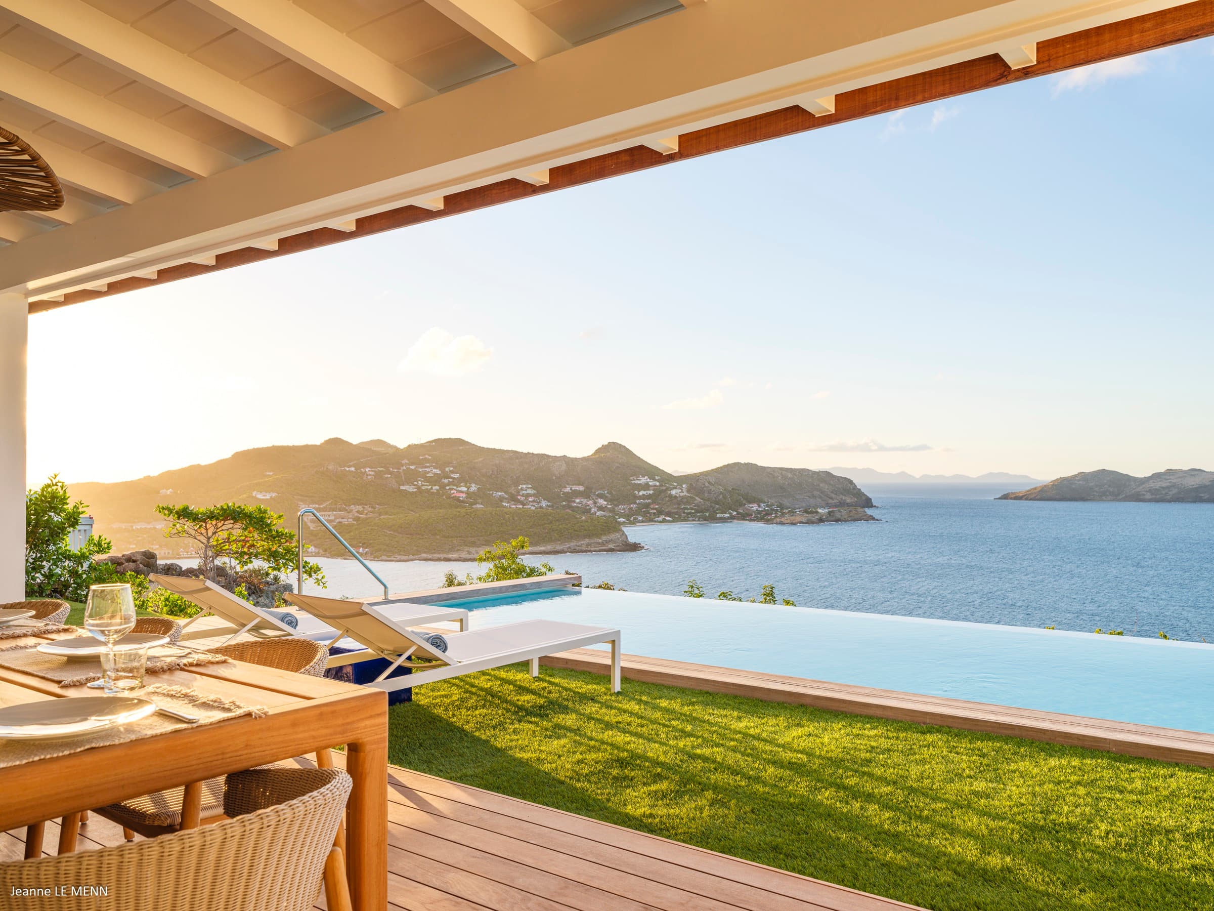 Patio dining bathed in golden hour light